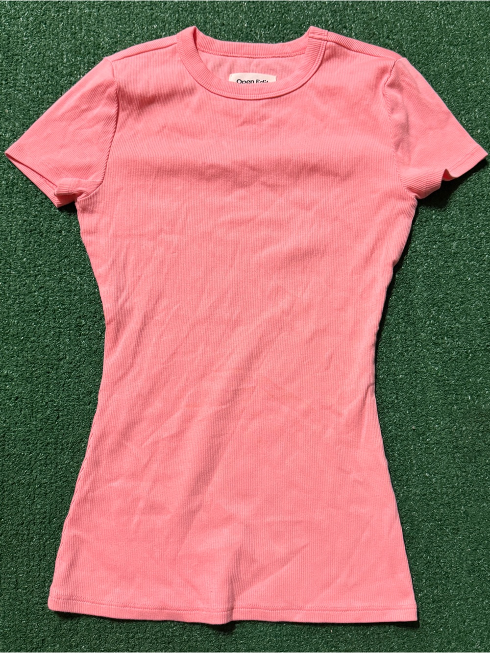 Open Edit Women's Short Sleeve Crewneck Tee in Coral